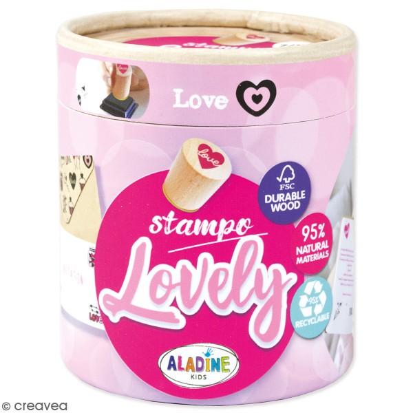 Kit de tampons bois Stampo Lovely - Love - 15 pcs - Photo n°1