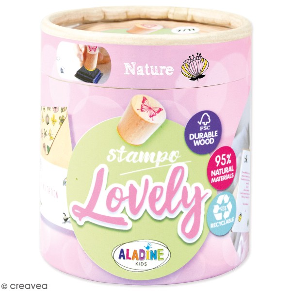 Kit de tampons bois Stampo Lovely - Nature - 15 pcs - Photo n°1