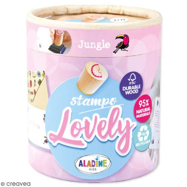 Kit de tampons bois Stampo Lovely - Tropical - 15 pcs - Photo n°1
