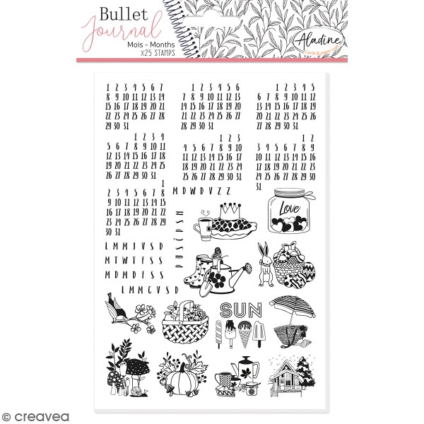 Tampons Stampo Bullet Journal - Mois universels - 25 pcs - Photo n°1