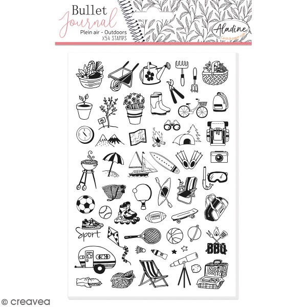 Tampons Stampo Bullet Journal - Activités de plein air - 54 pcs - Photo n°1