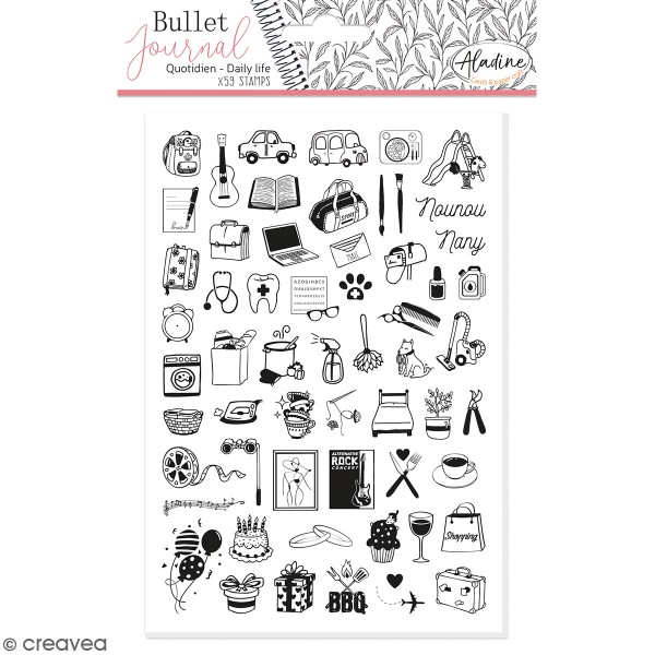 Tampons Stampo Bullet Journal - Quotidien - 59 pcs - Photo n°1
