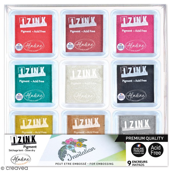 Set d'encreurs Izink Pigment - Assortiment Pastel - 9 pcs - Photo n°1