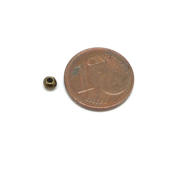 135 Petites Perles Rondes 3mm Couleur Bronze En Métal Lisse - Photo n°2