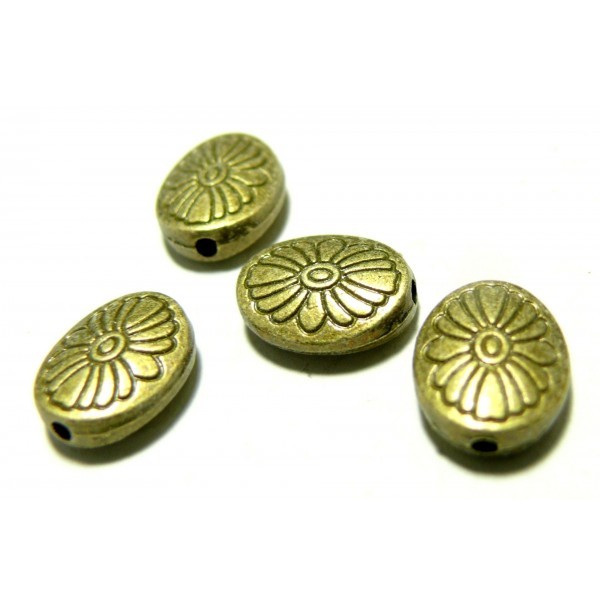 Lot de 20 perles intercalaires fleur métal couleur Bronze 2D1904 - Photo n°1