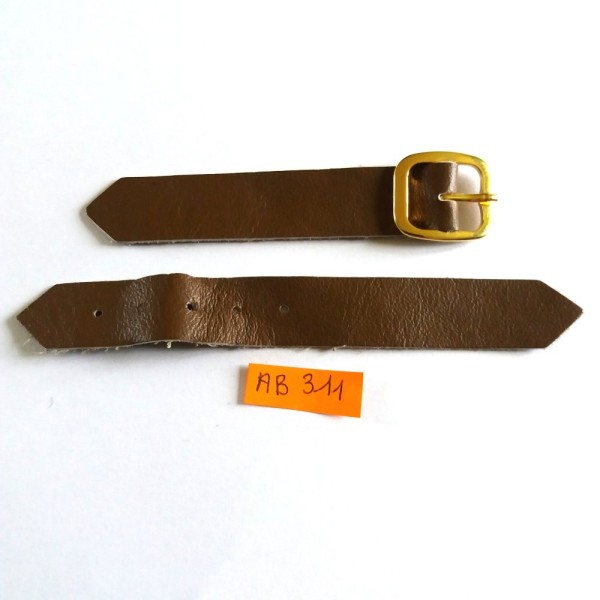 1 Bouton brandebourg cuir marron et métal – ab311 - Photo n°2