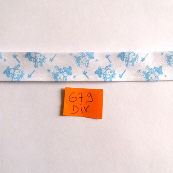 Biais fantaisie – fée bleu – 20mm – polycoton – vendu au mètre - Photo n°1