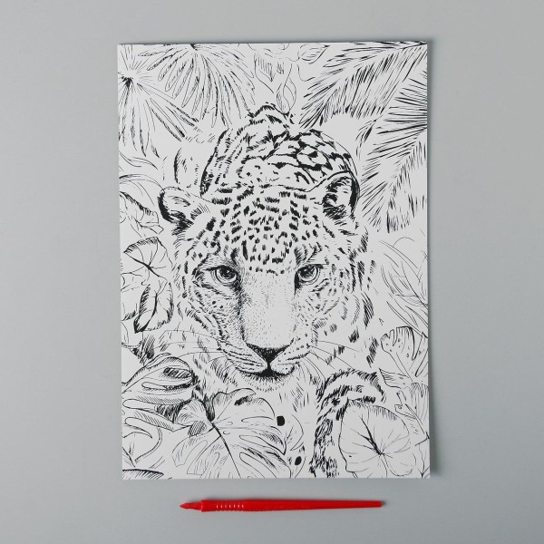 Animal léopard Scratch Art Kit de BRICOLAGE, de l'Or Métallique Effet, la Gravure Trousse d'Artisana - Photo n°2