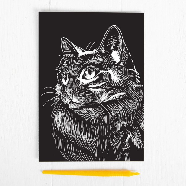 Moelleux Cat Scratch Art Kit de BRICOLAGE, Argent Métallisé Effet, la Gravure Trousse d'Artisanat, A - Photo n°2