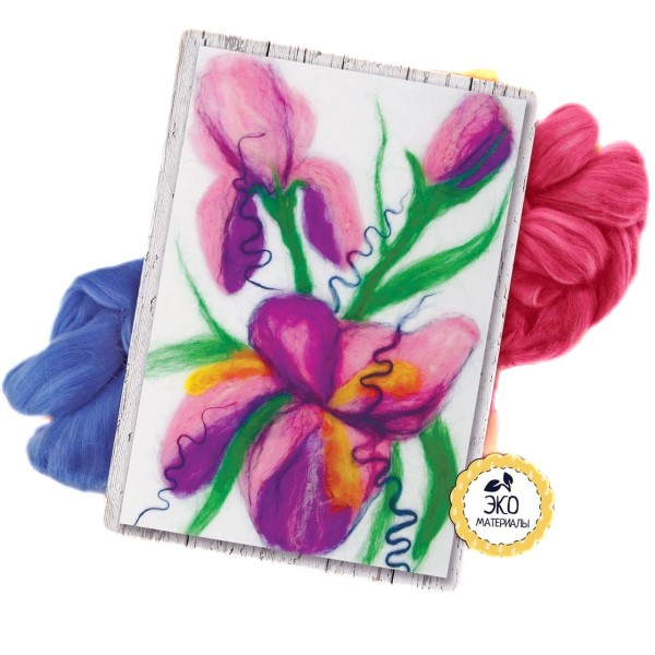 Iris Fleur de Feutre de Laine de la Peinture Kit de BRICOLAGE, Feutrage Décor de Mur, Adulte Kit, le - Photo n°1