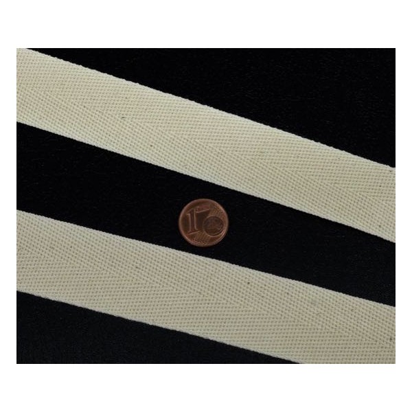 3m Ruban Sergé Coton Ecru Avec Tissage En Chevrons 25mm - Photo n°2