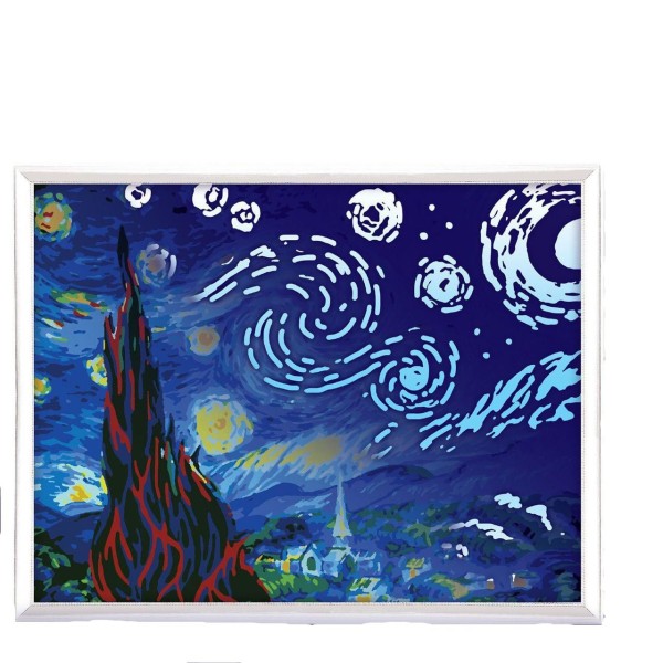 Nuit étoilée, la Lune de la Peinture Par numéro Kit de Bricolage, Lueur Dans l'Obscurité Ensemble, P - Photo n°1