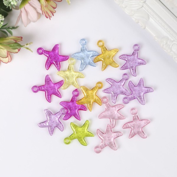 15pcs Étoile de Mer les Étoiles de mer Décoratifs Perles Ensemble, Coloré Pendentif Charms, Bracelet - Photo n°1