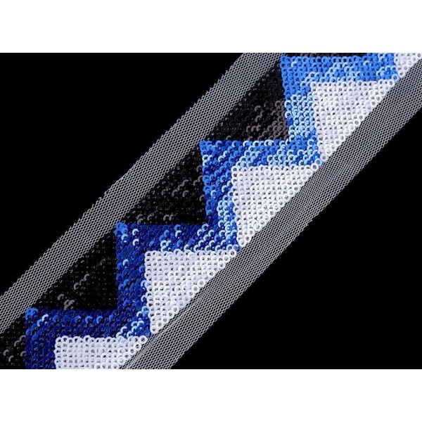 1m (40 mm), Bleu de Cobalt Paillettes Garniture / Paillettes Ruban de Largeur de Maille de 40mm, des - Photo n°1