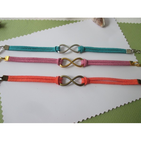 Kits de bracelet suédine turquoise, mauve et corail avec lien infini - Lot de 3 - Photo n°1