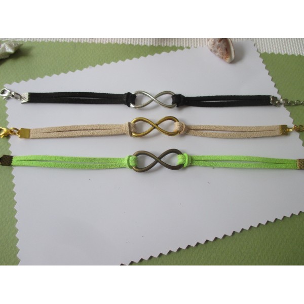 Kits de bracelet suédine noir, vert et chair avec lien infini - Lot de 3 - Photo n°1