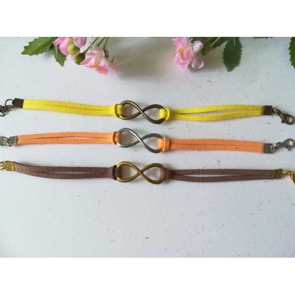 Kits de bracelet suédine jaune, orange et marron avec lien infini - Lot de 3 - Photo n°2