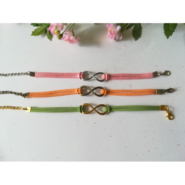 Kits de bracelet suédine rose, vert et orange avec lien infini - Lot de 3 - Photo n°2