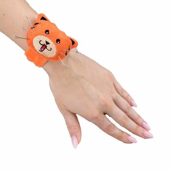 Tigre Orange de Pelote Bracelet, Couture, Artisanat Accessoire sur mesure, Pin Slap Bracelet de Poig - Photo n°1