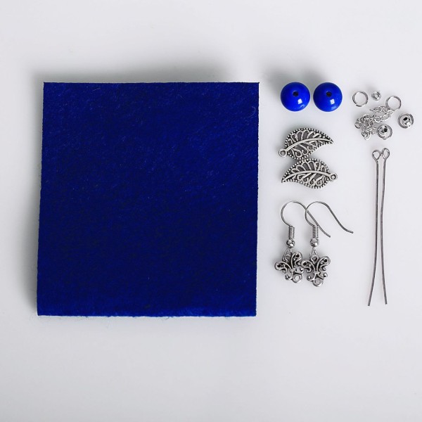Bleu Bohème Plume Boucles D'Oreilles Dangle Kit De Bricolage, De Longues Boucles D'Oreilles, Style B - Photo n°2