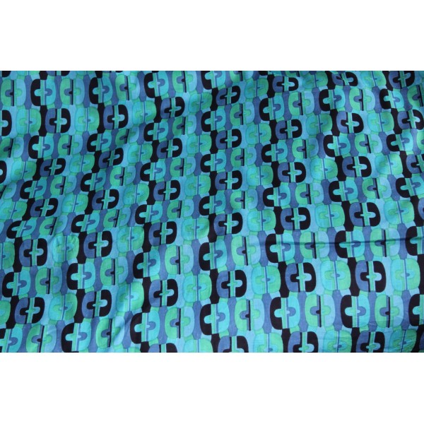 Tissu en coton vert et bleu en 1.1m de large - Photo n°3