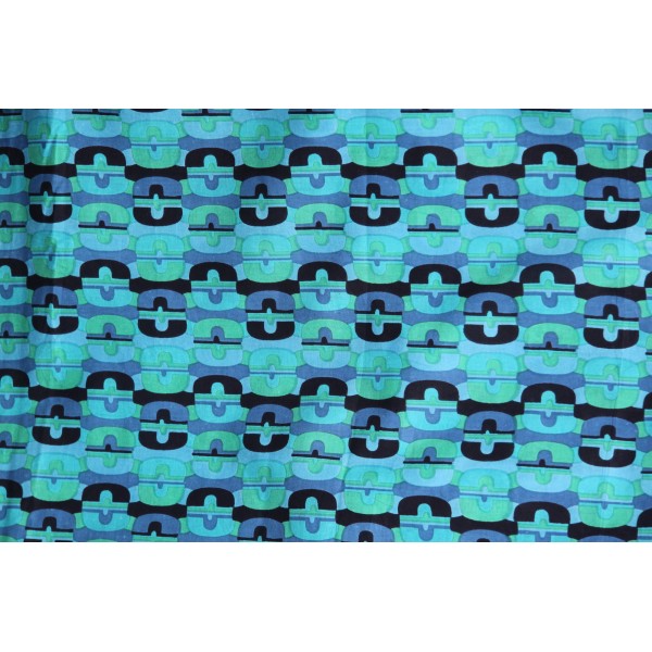 Tissu en coton vert et bleu en 1.1m de large - Photo n°5