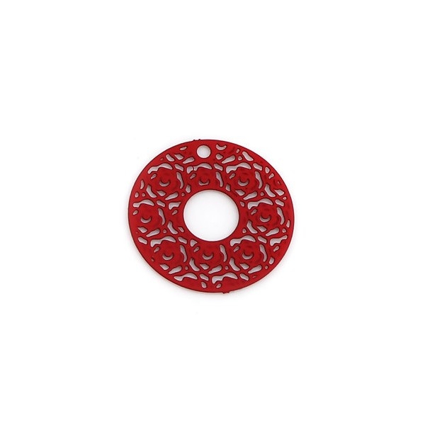 PS110239157 Pax 10 Estampes pendentifs Cercle Multi Roses 15mm Couleur Doré 