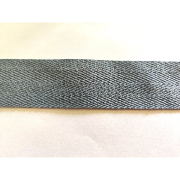 1.65M de sangle gris / bleu  - sergé coton - 35mm - 2095ab - Photo n°1