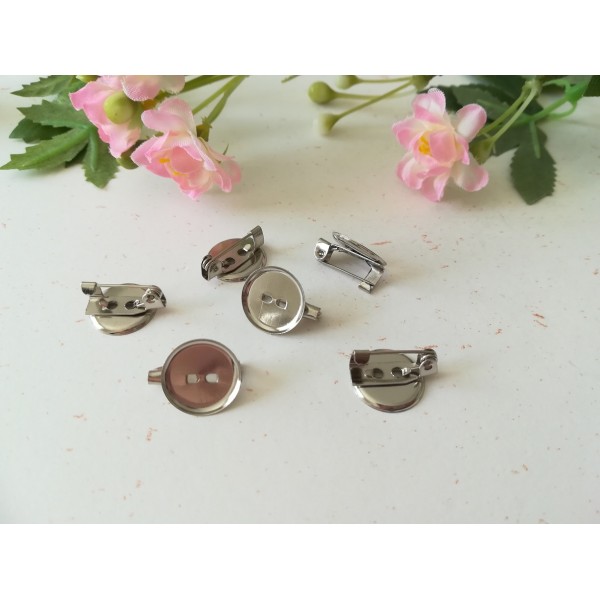 Supports broche pour cabochon 13 mm x 6 - Photo n°1