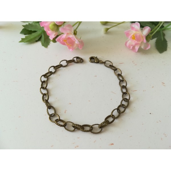 Bracelet chaîne maille ovale ciselée bronze à customiser - Photo n°1