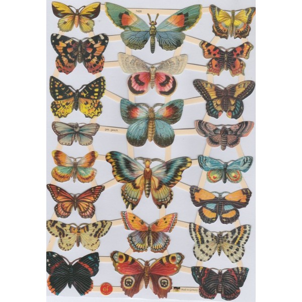 Planche de Chromo Découpis Die cut Papillons ECLAT 7426e Carterie Collage Ernst Freihoff - Photo n°1