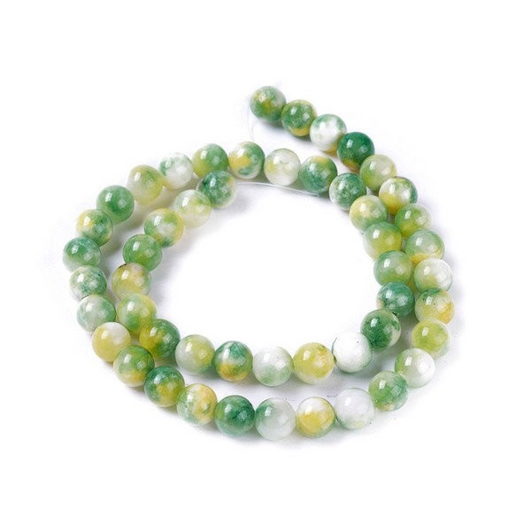 20 perles ronde naturelle en jade deux couleurs 6 mm JAUNE VERT - Photo n°1
