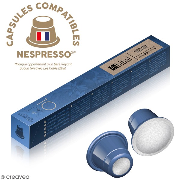 Capsules de café Déca Orphéo Bibal compatibles - 100 % Arabica - 10 Capsules - Photo n°1