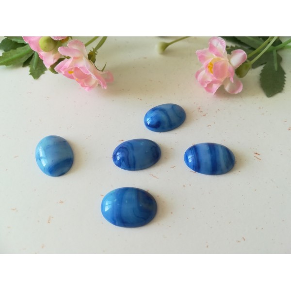 Cabochons résine ovale bleu  x 5 - Photo n°1