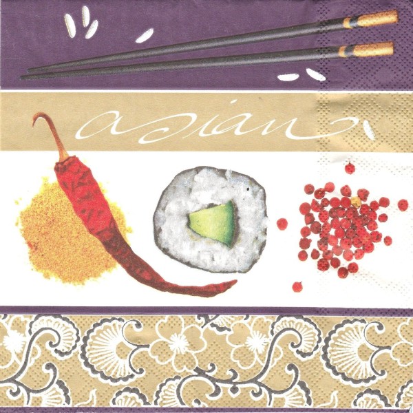 4 Serviettes en papier Cuisine Sushi Japon Format Lunch Decoupage Decopatch 13305421 Ambiente - Photo n°1