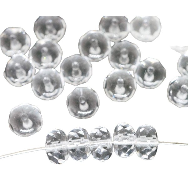 40 pièces Cristal feu poli rond à facettes Rondelle ronde tchèque Perles de verre 7mm x 4mm - Photo n°1