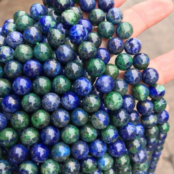 12pcs Bleu Foncé Vert de la pierre Naturelle Lisse Ronde Perles de Pierre Ronde de Lapis-Lazuli 8mm - Photo n°2