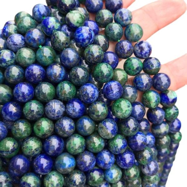 12pcs Bleu Foncé Vert de la pierre Naturelle Lisse Ronde Perles de Pierre Ronde de Lapis-Lazuli 8mm - Photo n°1