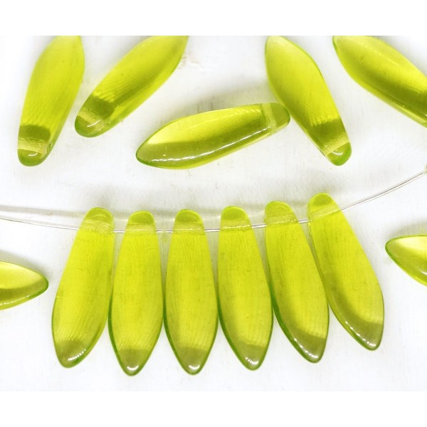 30pcs Cristal Olive Vert Olivine Poignard Perles de Plat de Feuille de Perles de Verre tchèque 5mm x - Photo n°2