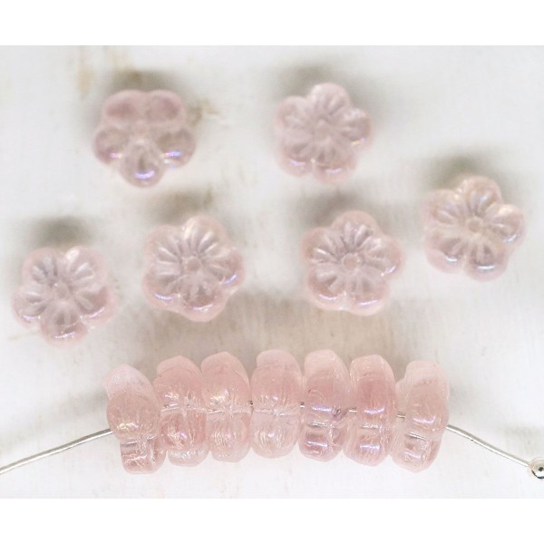 24pcs Crystal Rose sainte-rosaline Rose Foncé Iris Fleur Plat Verre tchèque Perles de 8mm - Photo n°2