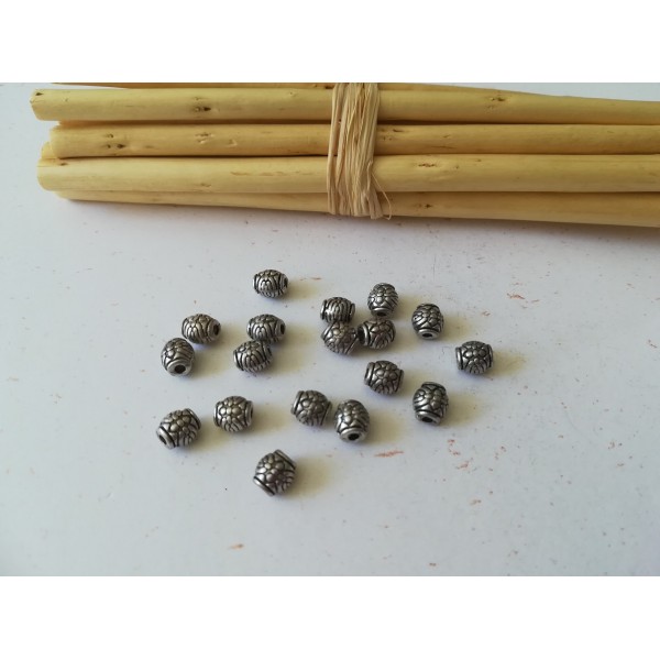 Perles métal forme tonneaux 5 mm argent vieilli x 20 - Photo n°1