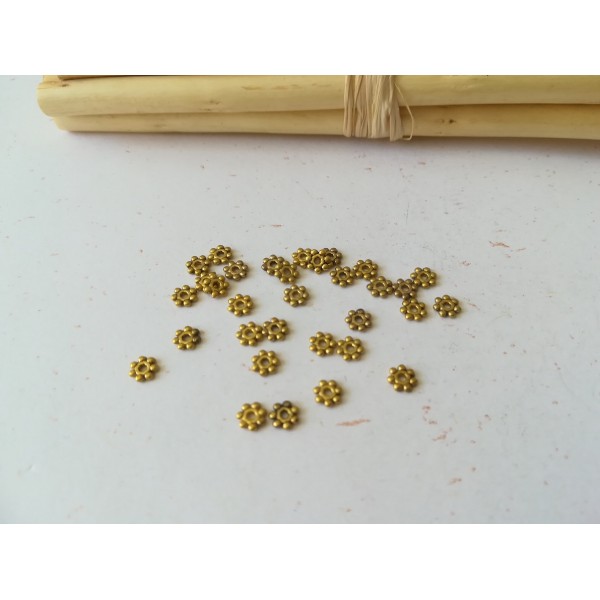 Perles métal intercalaires fleur 4 mm doré x 50 - Photo n°1