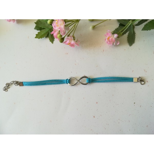 Kit de bracelet suédine daim bleu ciel et lien infini platine - Photo n°2