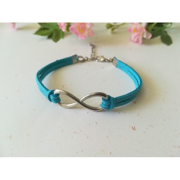 Kit de bracelet suédine daim bleu ciel et lien infini platine - Photo n°1