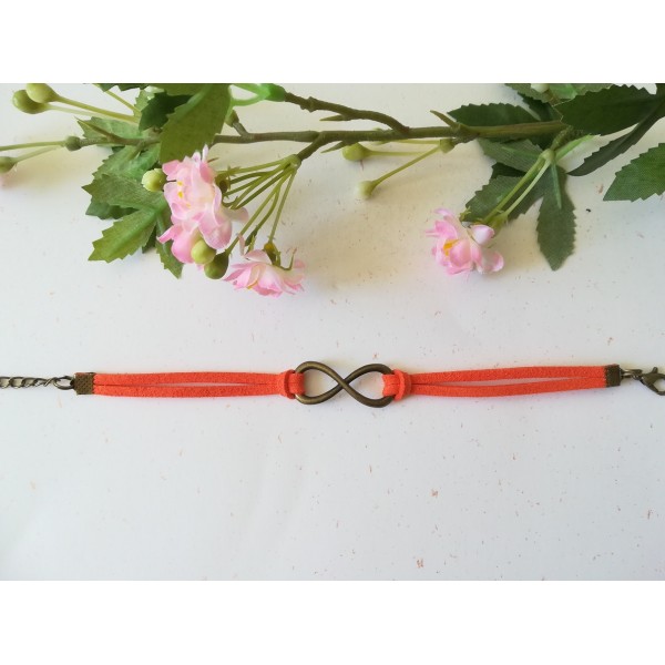 Kit de bracelet suédine daim orange foncé et lien infini bronze - Photo n°2