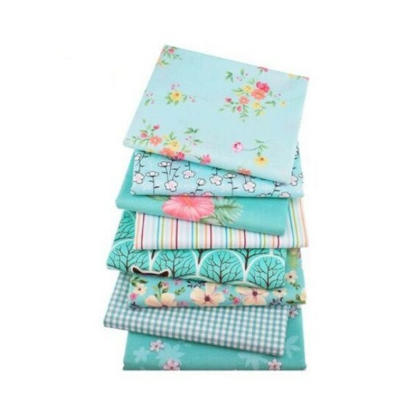 8 coupons tissu patchwork coton couture 40 x 50 cm TONS BLEU 3700 8 - Photo n°1