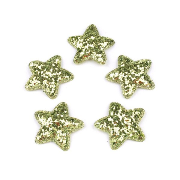 10pc Lumière herbe Verte Étoile Paillettes Appliques de Taille de 35 mm, des Étoiles, des Flocons de - Photo n°1