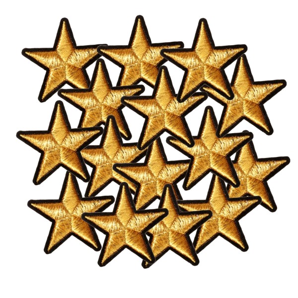 Pack de 5 écussons étoiles dorées, patchs thermocollants 4,5 cm - Photo n°1