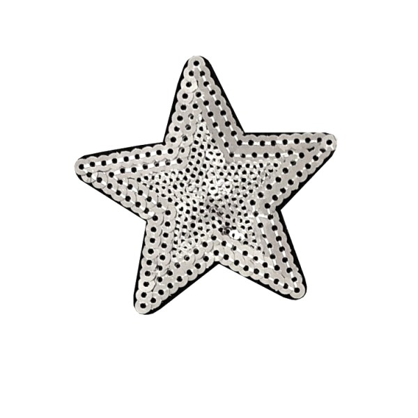 Ecusson étoile argentée à sequins, patch thermocollant pour customisation - Photo n°1