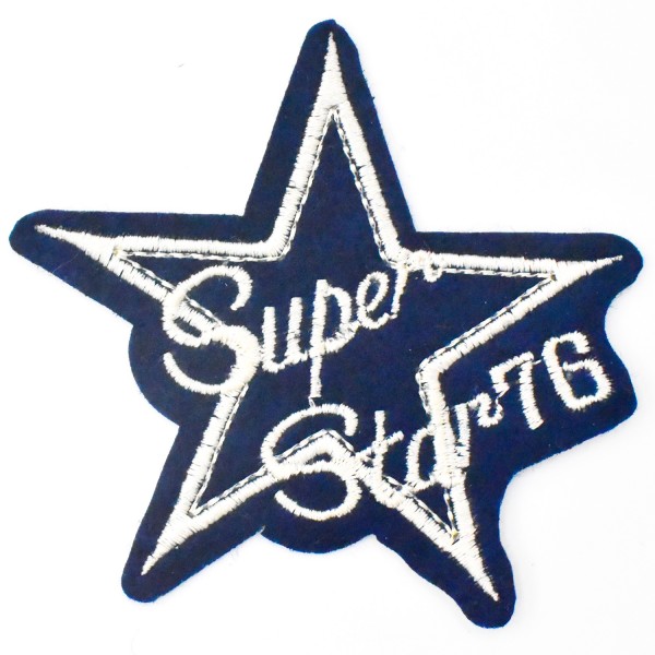 Ecusson étoile bleu Super star 76, patch thermocollant pour customisation, 8 cm - Photo n°1